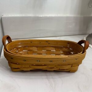 Longaberger Lavender Woven Basket with Handles and Plastic Protector Gift Idea